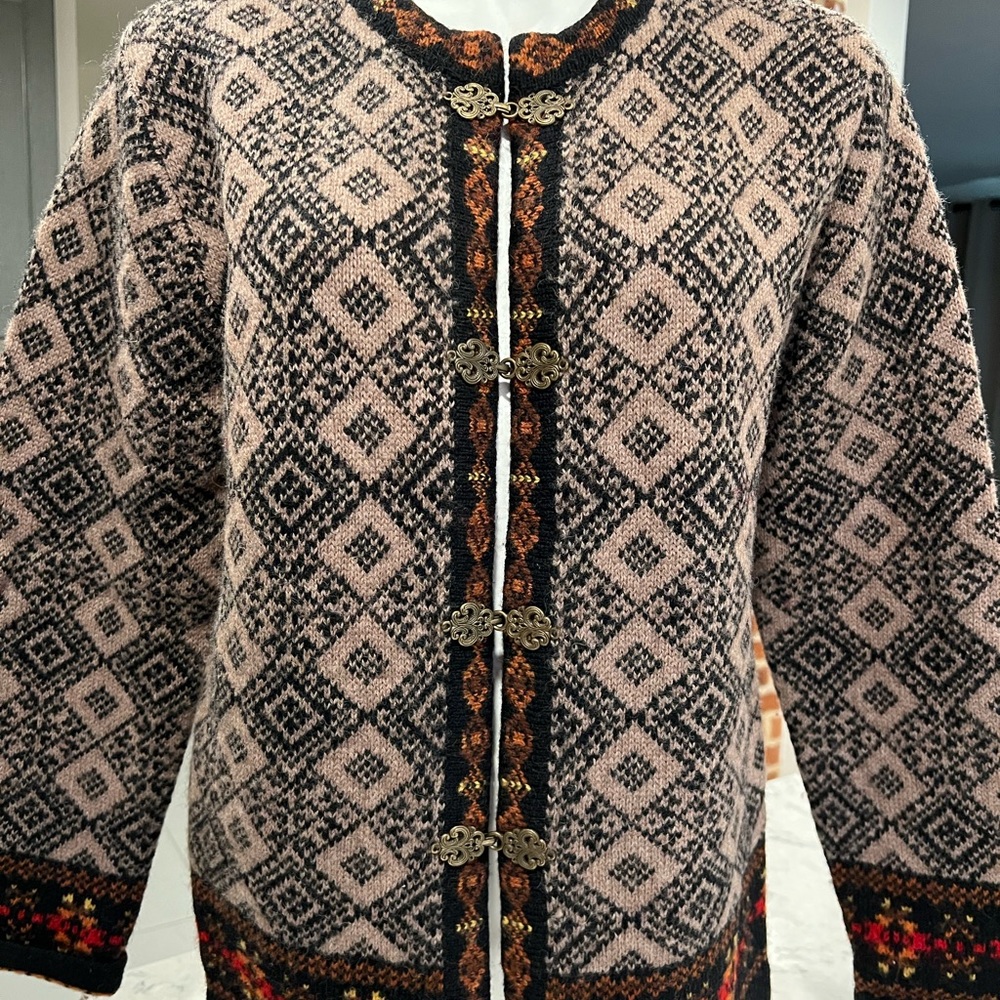 Cambridge Dry Goods Gray Wool Nordic Cardigan Women’s SZ L